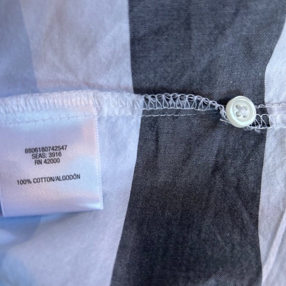 Jaclyn Smith Top Button Up Blue White Yellow Stripe 100% Cotton Women's Large - Picture 4 of 7